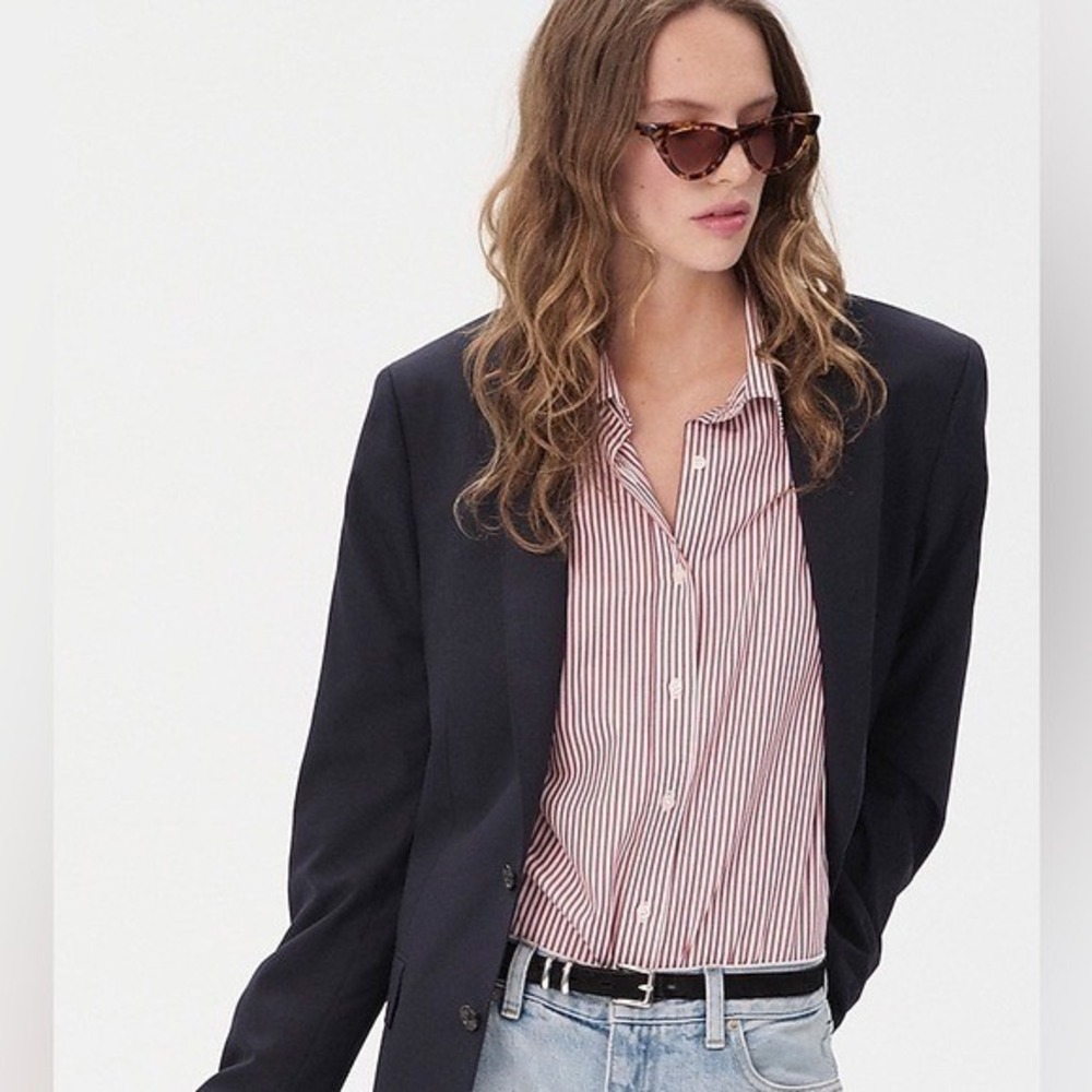 J. Crew Red and White Striped Button-Down Shirt - Picture 7 of 7